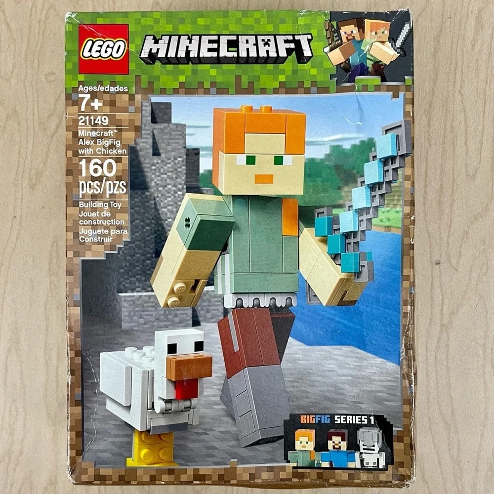 New Legos 21149 Minecraft Alex BigFig Chicken Building Set 160 Pieces Retired